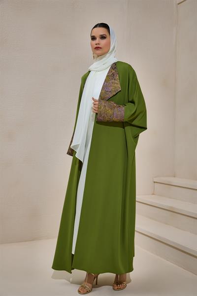 BROCADE MIX ABAYA LIGHT GREEN