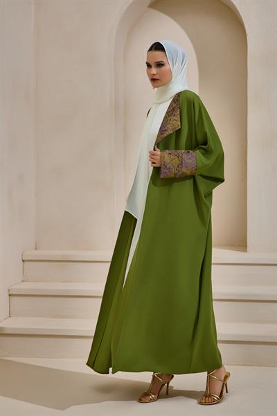 BROCADE MIX ABAYA LIGHT GREEN