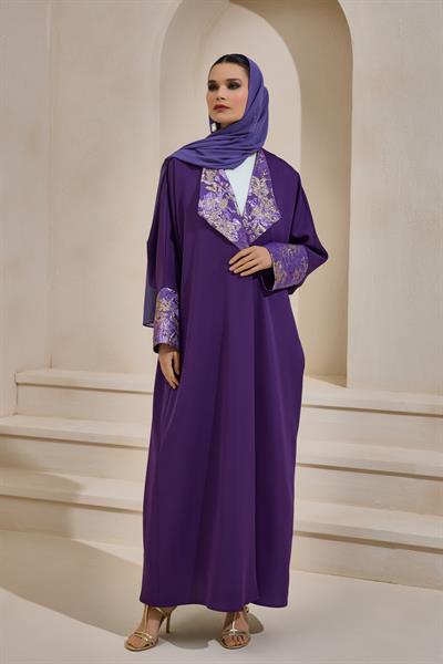 BROCADE MIX ABAYA PURPLE