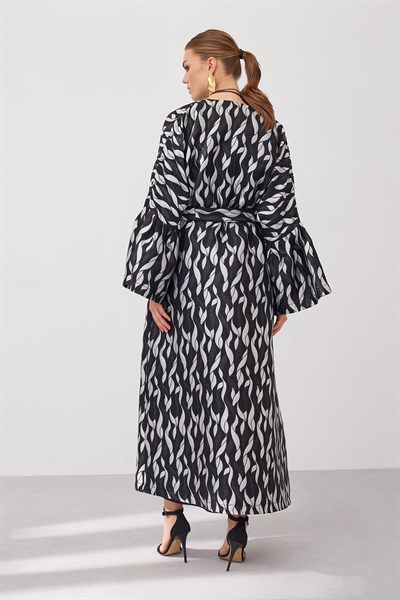 Brokar Abaya - Black Grey