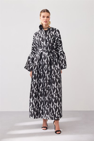 Brokar Abaya - Black Grey