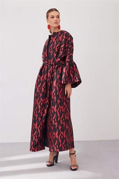 Brokar Abaya - Black Red