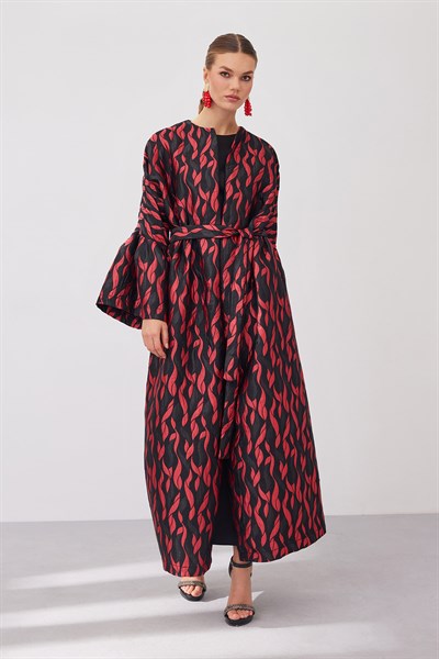 Brokar Abaya - Black Red