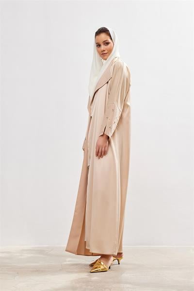 Charm Satin Abaya - BEIGE