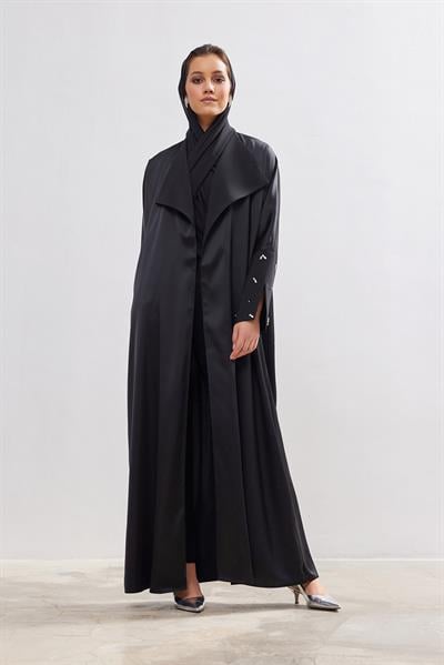 Charm Satin Abaya - BLACK