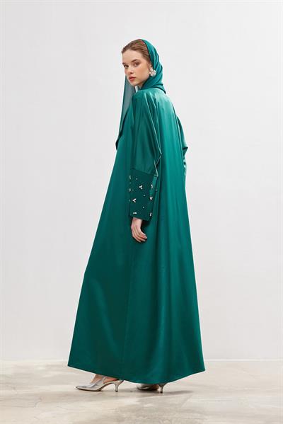 Charm Satin Abaya - GREEN