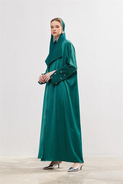 Charm Satin Abaya - GREEN