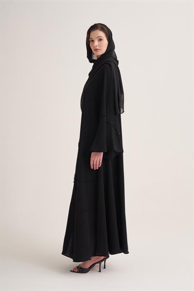 CLASSIC STONE ABAYA & SCARF -  BLACK