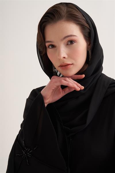 CLASSIC STONE ABAYA & SCARF -  BLACK