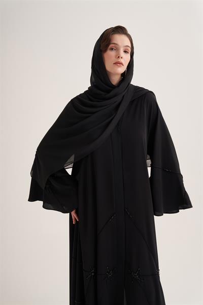 CLASSIC STONE ABAYA & SCARF -  BLACK
