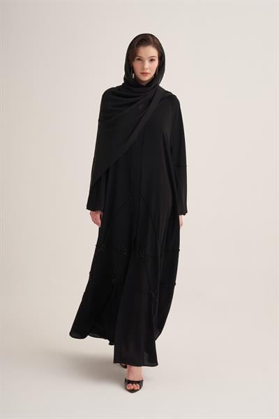 CLASSIC STONE ABAYA & SCARF -  BLACK