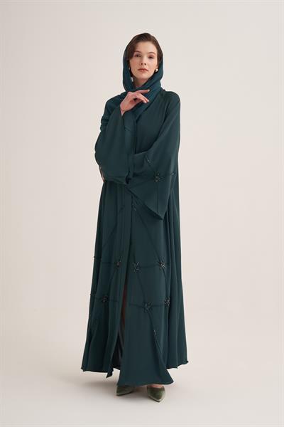CLASSIC STONE ABAYA & SCARF -  GREEN