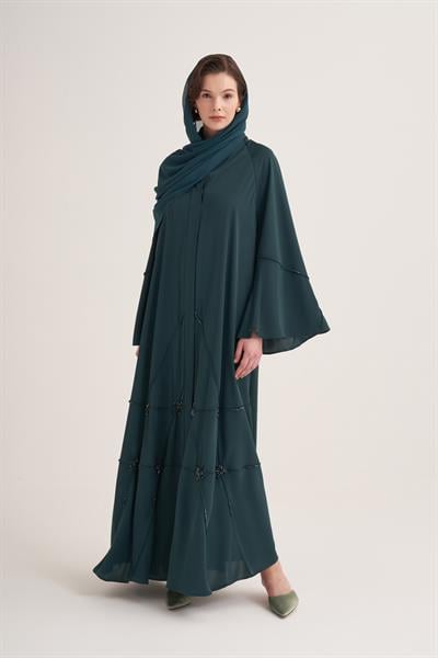 CLASSIC STONE ABAYA & SCARF -  GREEN