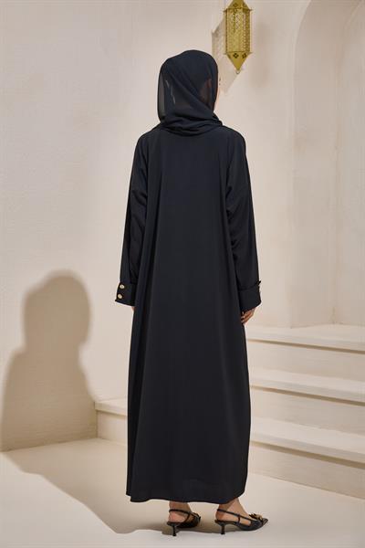 CREPE TRENCH ABAYA BLACK