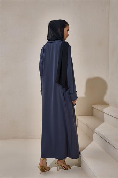 CREPE TRENCH ABAYA GREY