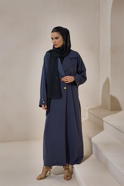 CREPE TRENCH ABAYA GREY