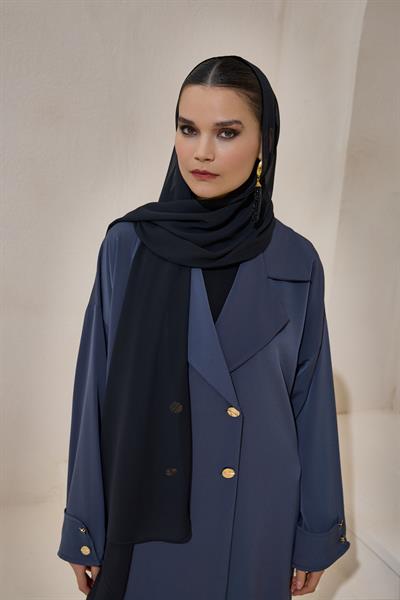 CREPE TRENCH ABAYA GREY