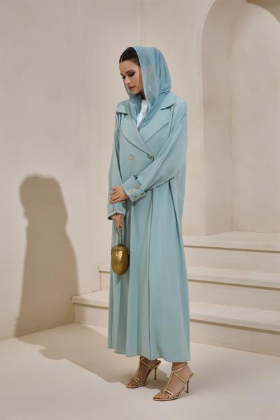 CREPE TRENCH ABAYA MINT GREEN