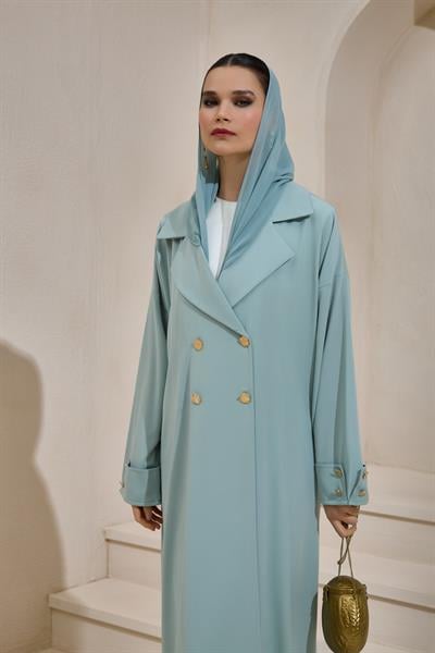 CREPE TRENCH ABAYA MINT GREEN