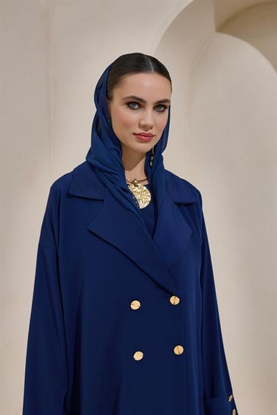CREPE TRENCH ABAYA NAVY BLUE
