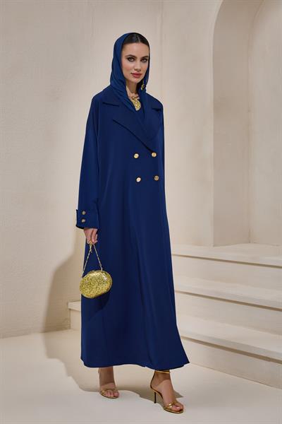 CREPE TRENCH ABAYA NAVY BLUE