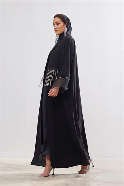 Crystal Stone Abaya - BLACK
