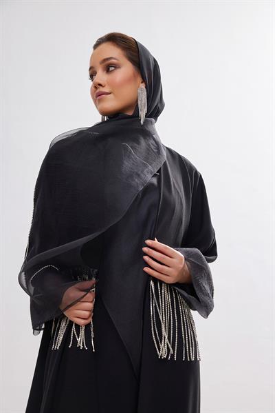 Crystal Stone Abaya - BLACK