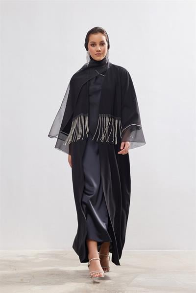 Crystal Stone Abaya - BLACK