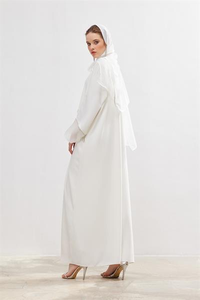 Crystal Stone Abaya - WHITE