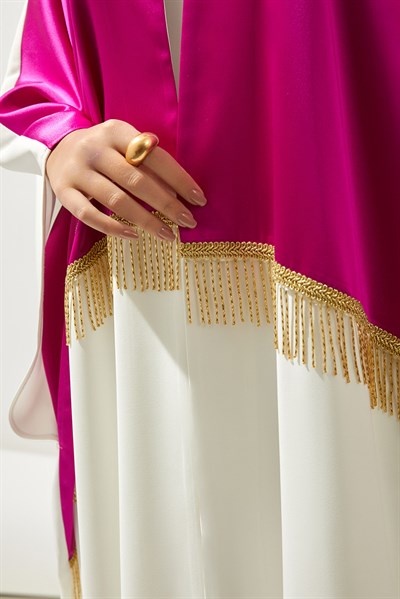 DESERT ABAYA HANDMADE -WHITE PINK