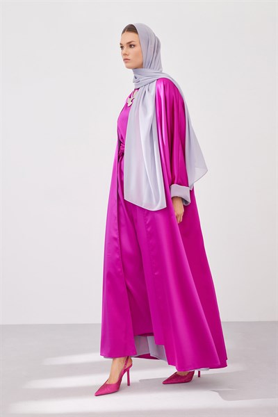 DOUBLE FACE ABAYA SET-FUCHSIA