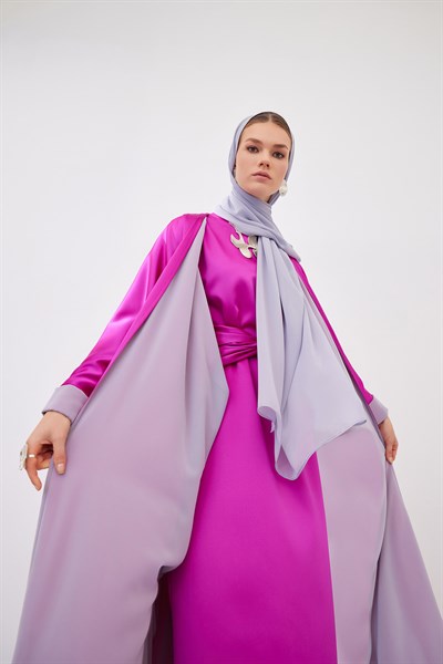 DOUBLE FACE ABAYA SET-FUCHSIA