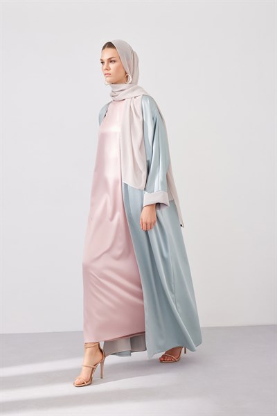 DOUBLE FACE ABAYA SET-MINT