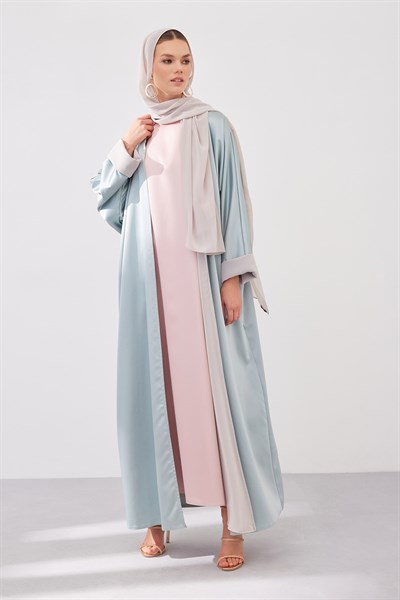 DOUBLE FACE ABAYA SET-MINT