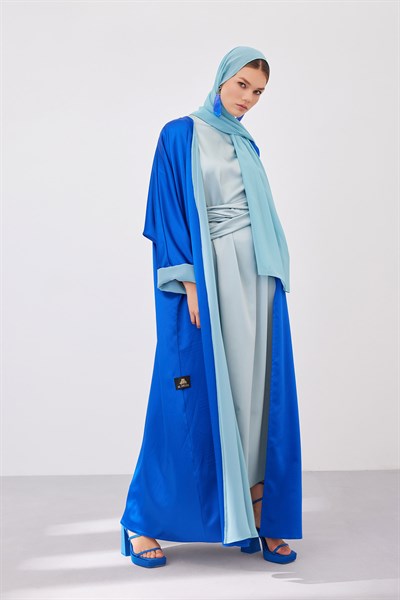 DOUBLE FACE ABAYA SET-SAX BLUE