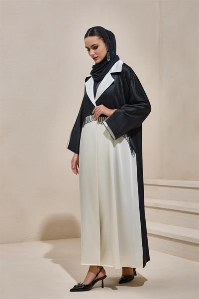 ELEGANT ABAYA BLACK-ECRU