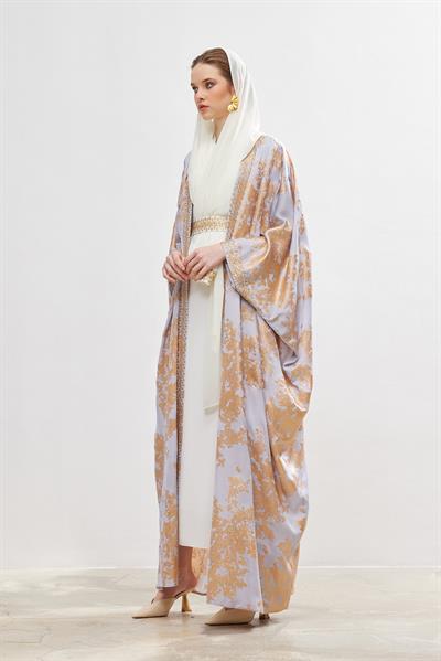 Exclusive Silk Abaya Set - LIGHT GREY