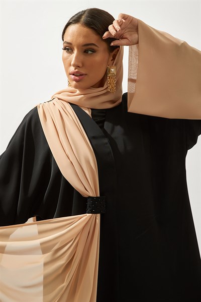FARAH ABAYA HANDMADE-BLACK CAMEL