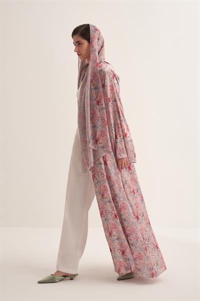 FLORAL SATIN ABAYA & SCARF