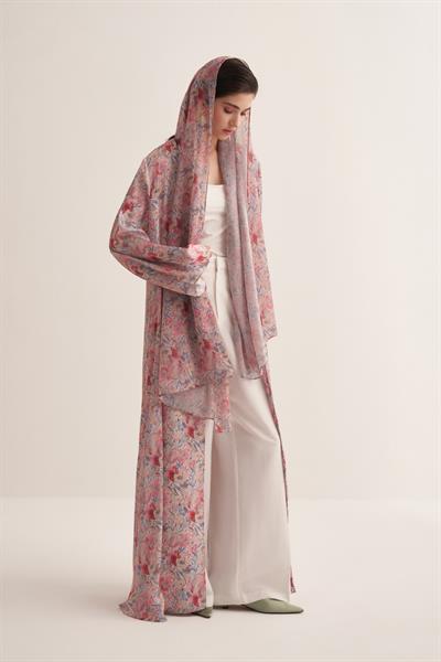 FLORAL SATIN ABAYA & SCARF