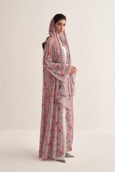 FLORAL SATIN ABAYA & SCARF