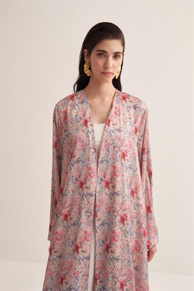 FLORAL SATIN ABAYA & SCARF