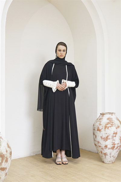 HEADLINE DETAIL ABAYA - EKRU MANSET