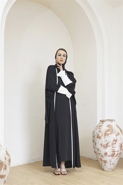 HEADLINE DETAIL ABAYA - EKRU MANSET