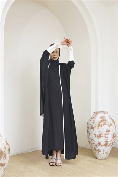 HEADLINE DETAIL ABAYA - EKRU MANSET