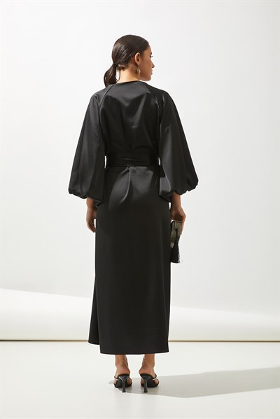 ITALIAN SATIN ABAYA-BLACK