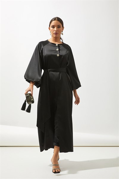 ITALIAN SATIN ABAYA-BLACK