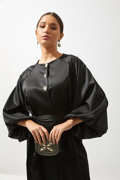 ITALIAN SATIN ABAYA-BLACK