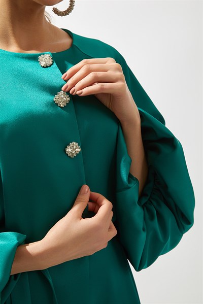 ITALIAN SATIN ABAYA-GREEN