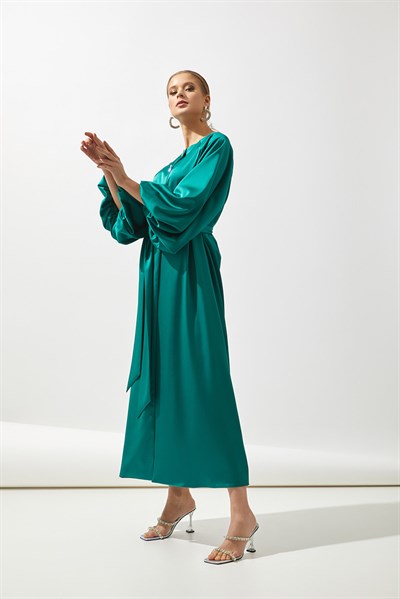 ITALIAN SATIN ABAYA-GREEN